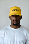 TRUCKER HAT YELLOW | BLACK LOGO